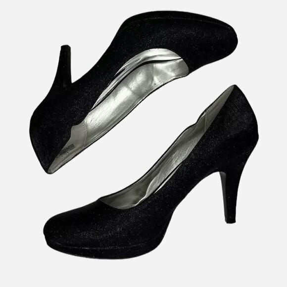 Andrew Geller Black Sparkle Dress Pump Shoes Evening Garey Size 10M - Picture 6 of 11